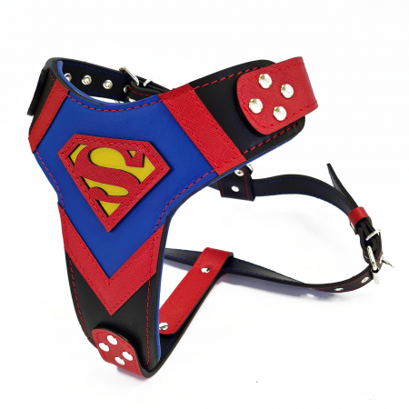 Hamuri pentru Caini - Ham Superman, Piele Naturala, M/L, pentru Ciobanesc German, Doberman, Akita etc