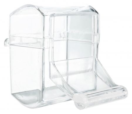 Accesorii pentru Pasari - Hranitor Plastic Pentru Pasari, Cu Spatiu De Aterizare, 70 ml/7x7 cm, Diverse Culori, 5468