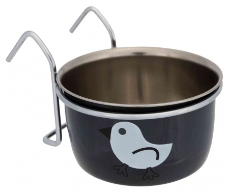 Produse pentru Pasari - Hranitor din Inox pentru Pasari, cu Suport, 200ml/8 cm, 54920