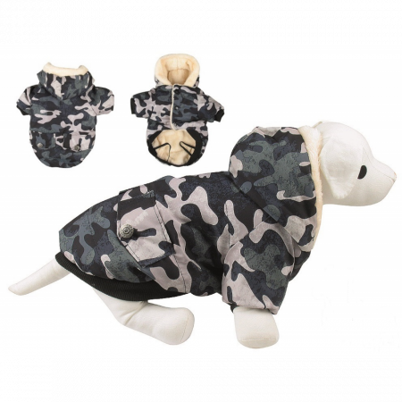 Imbrăcåminte si Încălțăminte pentru Caini - Jacheta imblanita & capison Camuflaj nr 35