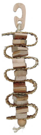 Accesorii pentru Pasari - Jucarie Pentru Pasari, Din Lemn De Scoarta, 21 cm, 58967