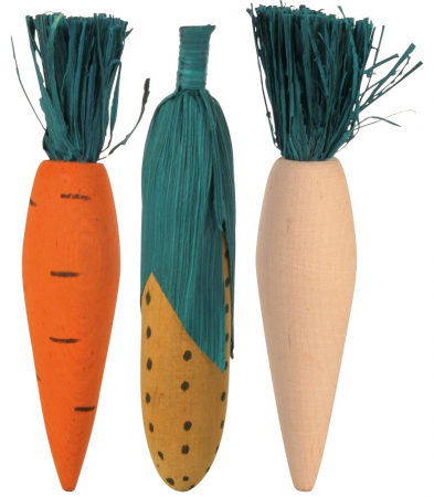 Custi si Accesorii - Set Jucarii De Rontait Pentru Rozatoare, Lemn/Paie, 10 cm, 3 buc, 6190