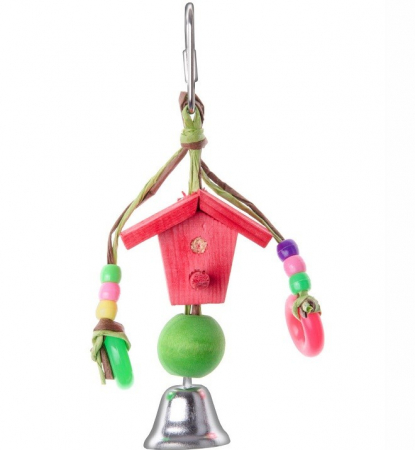Produse pentru Pasari - Jucarie casuta & clopotel pt pasari 13 cm