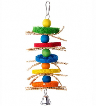 Produse pentru Pasari - Jucarie color & clopotel pt pasari 28 cm