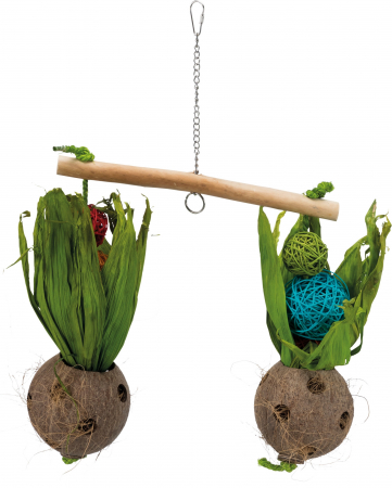 Accesorii pentru Pasari - (-32%) Jucarie Pentru Pasari, Balansoar Cu Nuca De Cocos, 30x50 cm, 58921