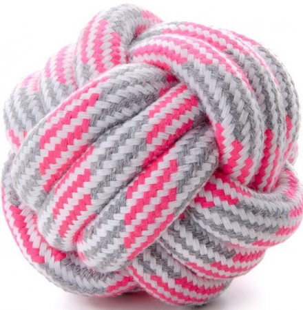 Jucarii pentru Caini - Jucarie minge franghie pink 9 cm