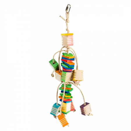 Accesorii pentru Pasari - Jucarie Pentru Pasari, Pandativ Din Lemn Si Hartie, Multicolor,15x15x53cm, L14891