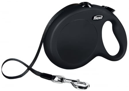 Lese pentru Caini - Lesa Flexi Clasic, Banda, L: 8 m/50 kg, Negru, 11731