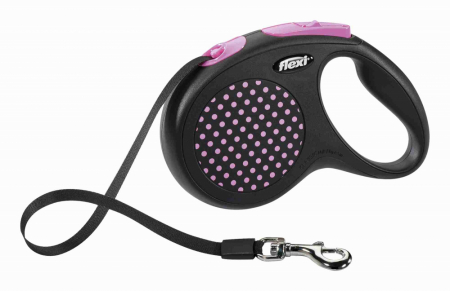 Produse pentru Caini - Lesa Flexi Design 5 m 25 kg cu Banda Roz 12276