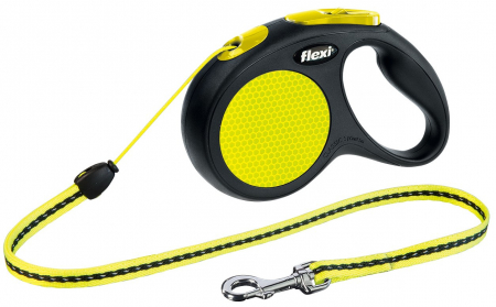 Produse pentru Caini - (-15%) Lesa Flexi Neon, Snur, S: 5 m/12 kg, Negru/Galben Neon, 20911