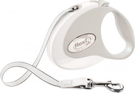 Lese pentru Caini - Lesa Flexi Style Banda, S: 3m/12kg, Alb, 12381