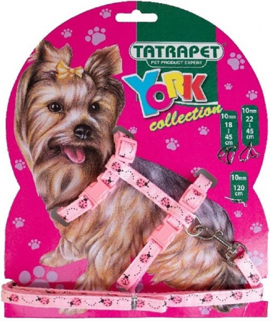 Hamuri pentru Caini - Lesa & ham textil York roz 10 mm