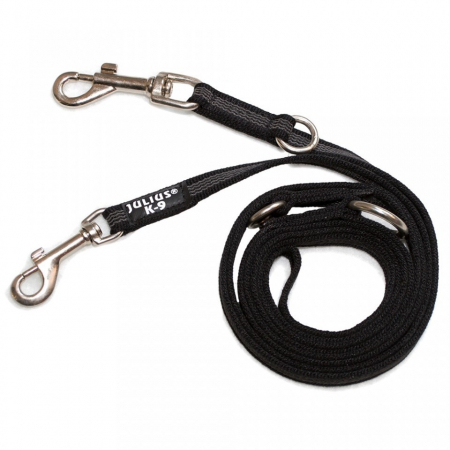 Lese pentru Caini - Lesa J-K9 dresaj ajustabila 2 x 220 cm/50 kg negru