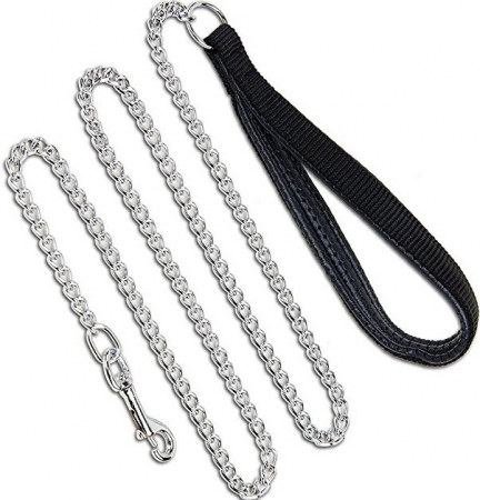 Accesorii pentru Caini - Lesa lant 2 mm/1,20 m maner soft negru