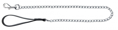 Lese pentru Caini - Lesa Lant Cromat cu Maner Negru1 m/3 mm 14042
