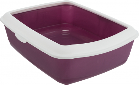 Igiena Pisici - Litiera Classic, Cu Rama, 37 x 15 x 48 cm, Berry/Alb, 40183