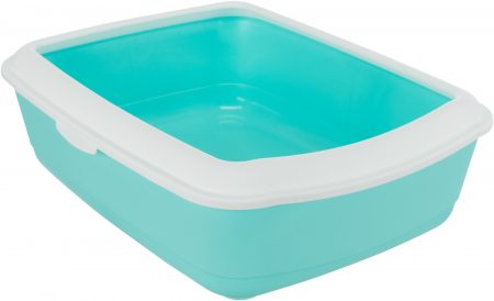 Igiena Pisici - Litiera Classic, Cu Rama, 37 x 15 x 48 cm, Verde Menta/Alb, 40181