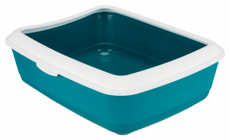 Igiena Pisici - Litiera Classic cu Rama 37x15x47 cm Turcoaz/Alb 40316