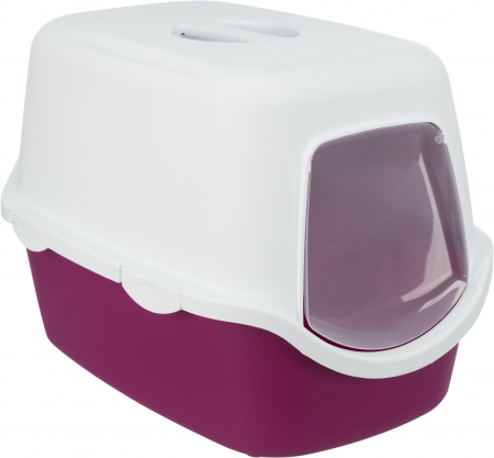 Litiere pentru Pisici - Litiera Vico, Cu Capac, 40 x 40 x 56 cm, Visiniu/Alb, 40278