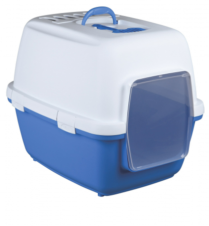 Litiere pentru Pisici - Litiera cu Acoperis xavi 45x48x58 cm Alb cu Albastru 40288