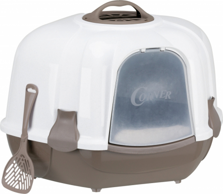 Litiere pentru Pisici - Litiera cu Capac Maro Corner, 60 x 43 x 52 cm, Taupe, 40359