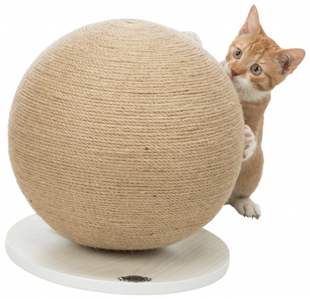 Patuturi, Iglu si Ansambluri Sisal pentru Pisici - Minge Sisal De Zgariat Cu Baza De Lemn, 29x31 cm, 43721
