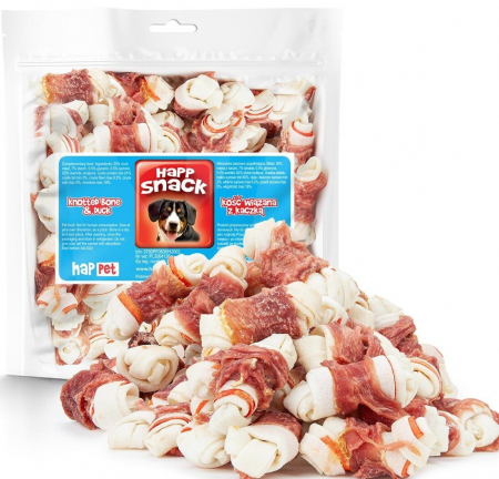 Recompense si Suplimente pentru Caini - Os innodat alb calciu/rata 500 g
