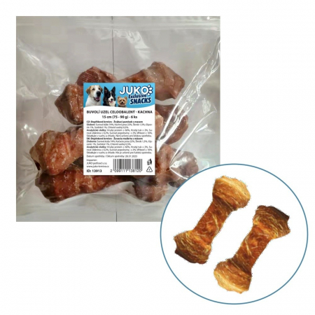 Recompense si Suplimente pentru Caini - Os innodat & carne rata 15 cm - 6 buc/pac