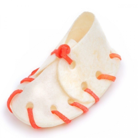 Hrana Caini - Papuc din piele naturala alba lungime 12 cm