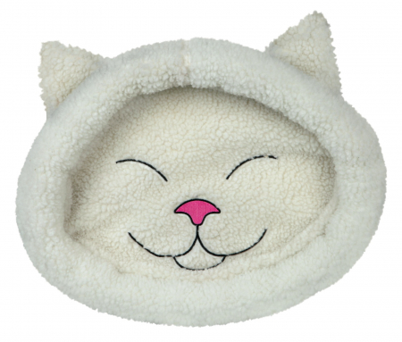Accesorii pentru Pisici - Pat Mijou, Forma Cap Pisica, 48x37 cm, Alb, 28632