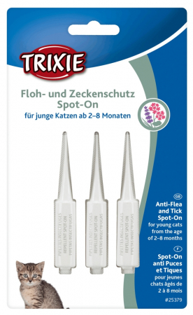 Igiena Pisici - Picaturi Antiparazitare Naturale Pentru Pisici, Spot-On, de la 2-8 luni, 3 x 0.6 ml, 25379