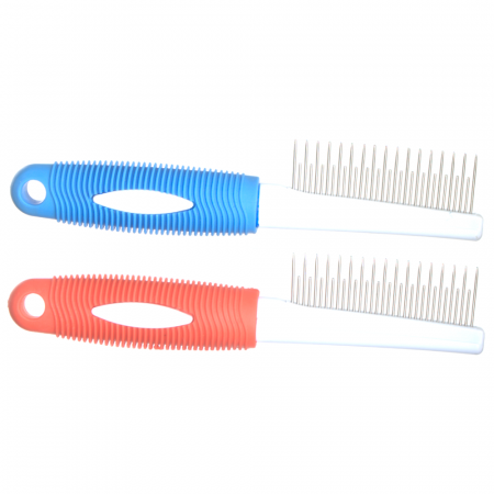Ingrijirea Blanii pentru Caini Sampoane - Pieptan combinat fancy blue & red