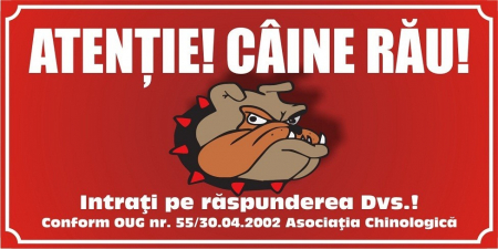 Accesorii Acasa si Mobilier - Placuta caine rau 10/20 cm rosie