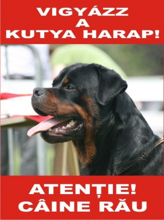 Accesorii Acasa si Mobilier - Placuta caine rau Rottweiler Bilingva