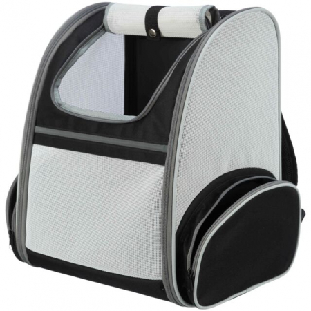 Custi si Genti Transport pentru Caini - Rucsac De Transport, Chloe, 39x43x27 cm, Pana la 8 kg, Gri/Negru, 28843