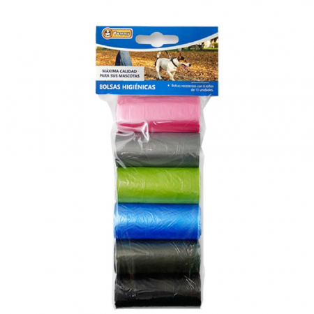 Pungi Igienice Pentru Caini - Saci igenici color Yommy 6 role/15 buc