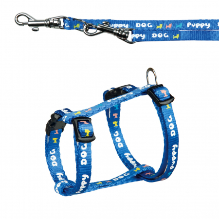 Hamuri pentru Caini - Set Lesa 2.00 m Reglabila si Ham 23-34 cm/8 mm Albastru 15342