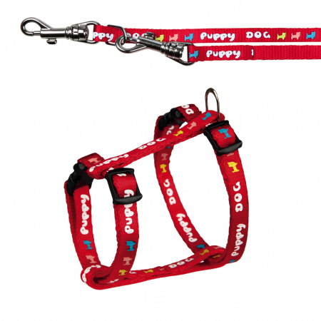 Hamuri pentru Caini - Set Lesa 2.00 m Reglabila si Ham 23-34 cm/8 mm Rosu 15343