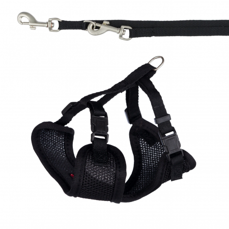 Hamuri pentru Caini - Set Lesa si Ham 26-34 cm/2 m/10 mm Negru 15561