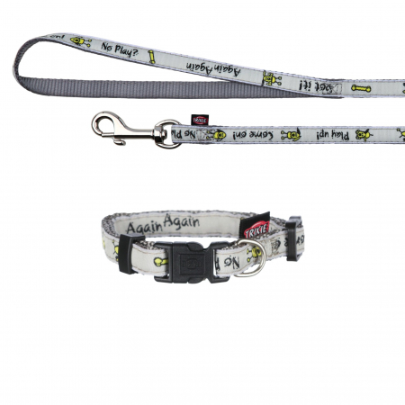 Zgarzi pentru Caini - Set Zgarda XS-S 22-35 cm/10 mm si Lesa 1.2 m Gri 15370