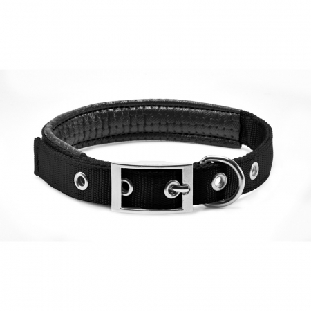 Zgarzi pentru Caini - Zgarda chinga captusita neagra 25/55 cm/SI24