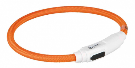 Identificare - Zgarda Flash cu Led Usb, 35 cm/ 7mm, Portocalie, 41941