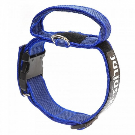 Zgarzi pentru Caini - Zgarda J-K9 cu maner & siguranta 4x38x53 cm albastru