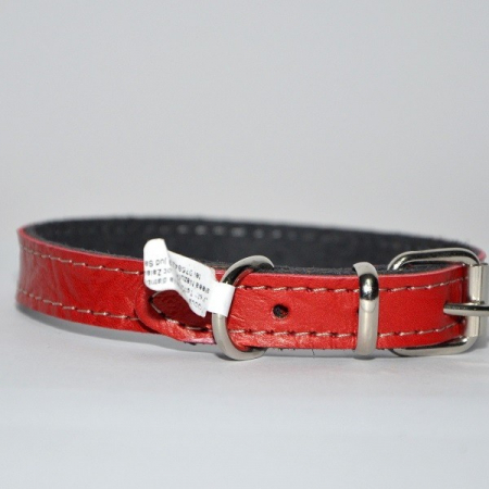 Zgarzi pentru Caini - Zgarda piele 1,5 cm/35 cm nr 1 rosu