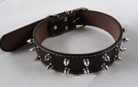 Accesorii pentru Caini - Zgarda piele cu colti dublii nr 5 negru