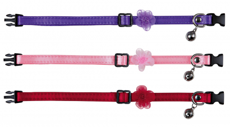Accesorii pentru Pisici - Zgarda Satin cu Floare si Clopotel 41900