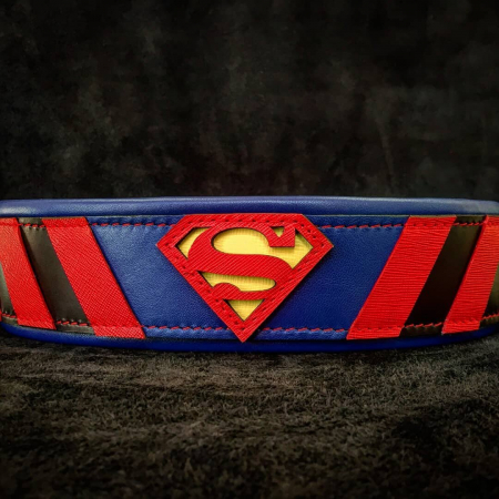 Zgarzi pentru Caini - Zgarda Superman, Piele Naturala, M/L/XL, pentru Cane Corso, Labrador, Amstaff etc