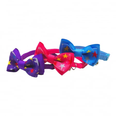 Produse pentru Caini - Zgarda textila & fundita color 1 x 31 cm