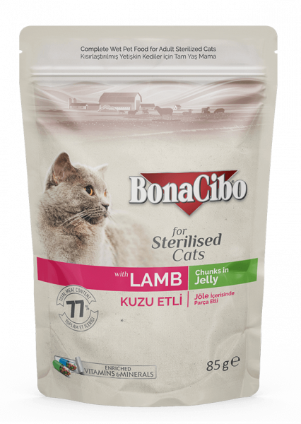 12 x BonaCibo Adult Pisica Sterilizata Miel Plic [1]