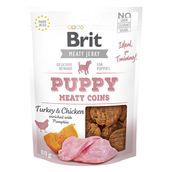 Brit Dog Jerky Puppy Meaty Coins Curcan 80 Gr [1]